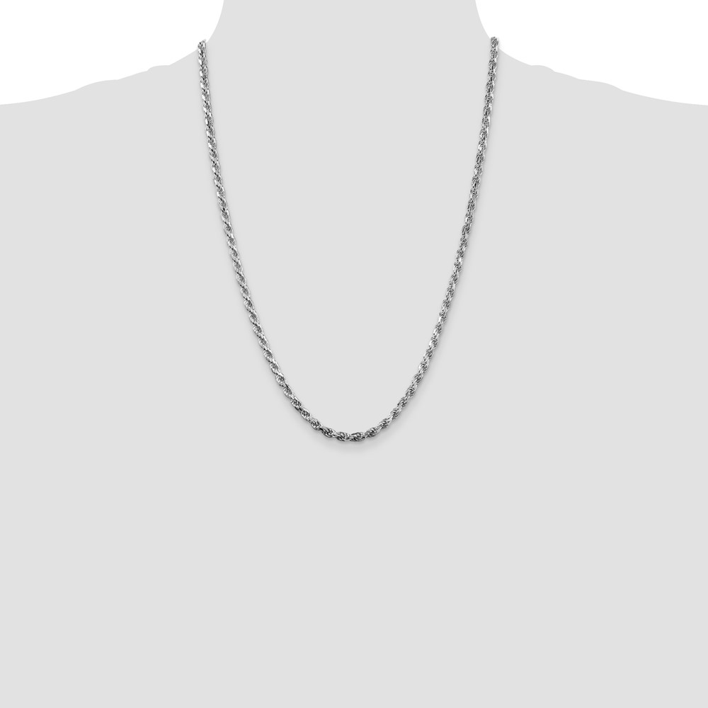Sterling Silver Rhodium-plated 3.75mm Diamond-cut Rope Chain (QDC080R-24)