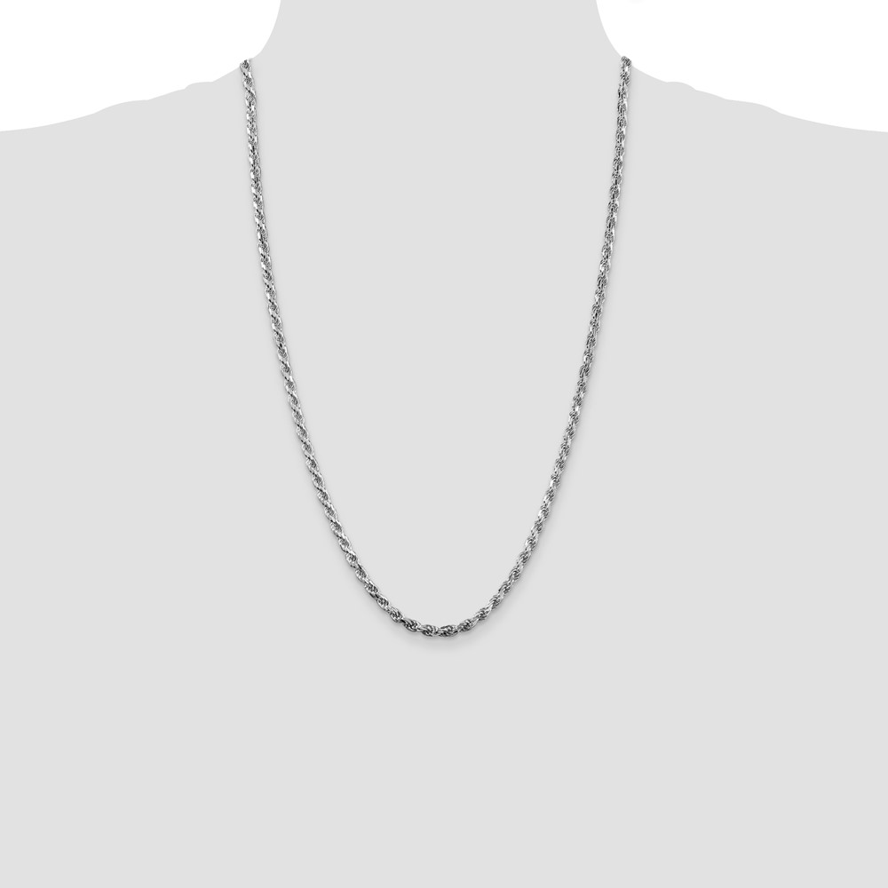 Sterling Silver Rhodium-plated 3.75mm Diamond-cut Rope Chain (QDC080R-26)