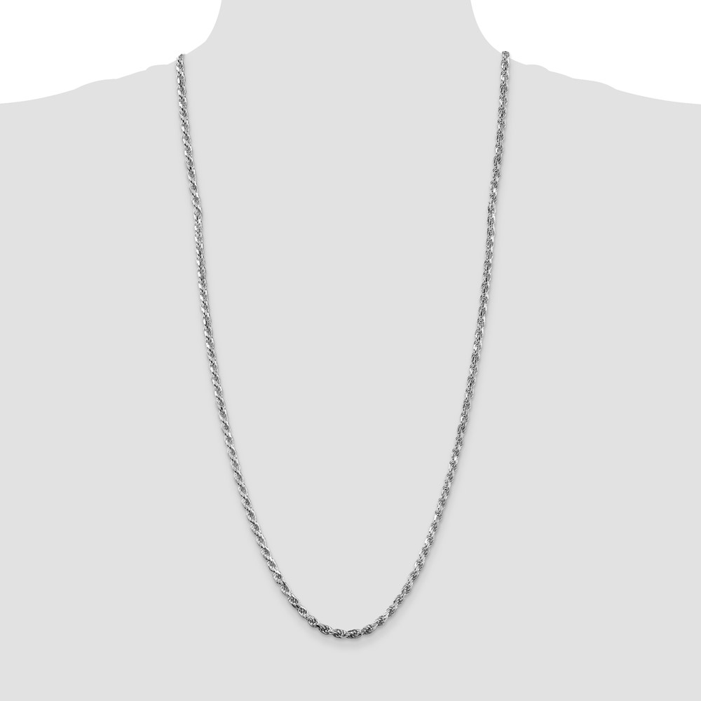 Sterling Silver Rhodium-plated 3.75mm Diamond-cut Rope Chain (QDC080R-30)