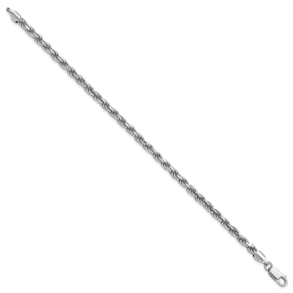 Sterling Silver Rhodium-plated 3.75mm Diamond-cut Rope Chain (QDC080R-7)