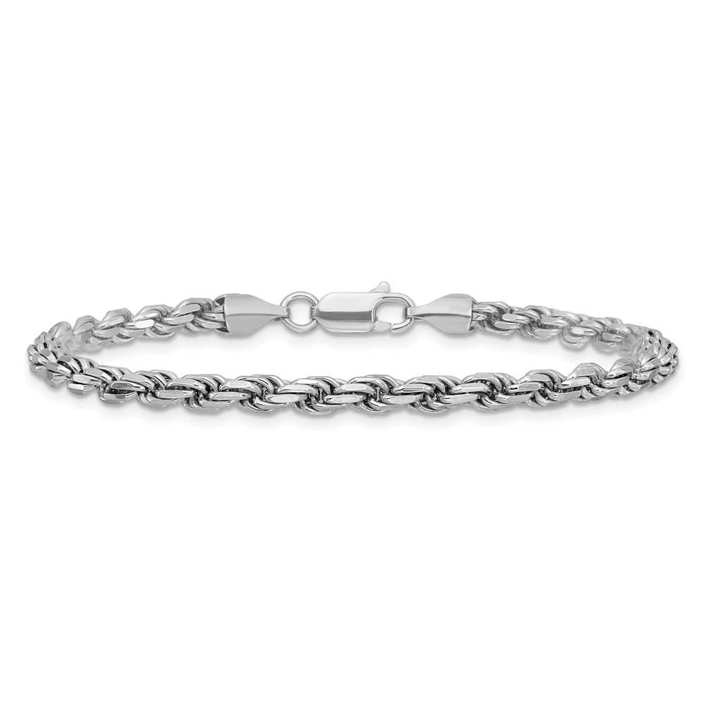 Sterling Silver Rhodium-plated 3.75mm Diamond-cut Rope Chain (QDC080R-7)