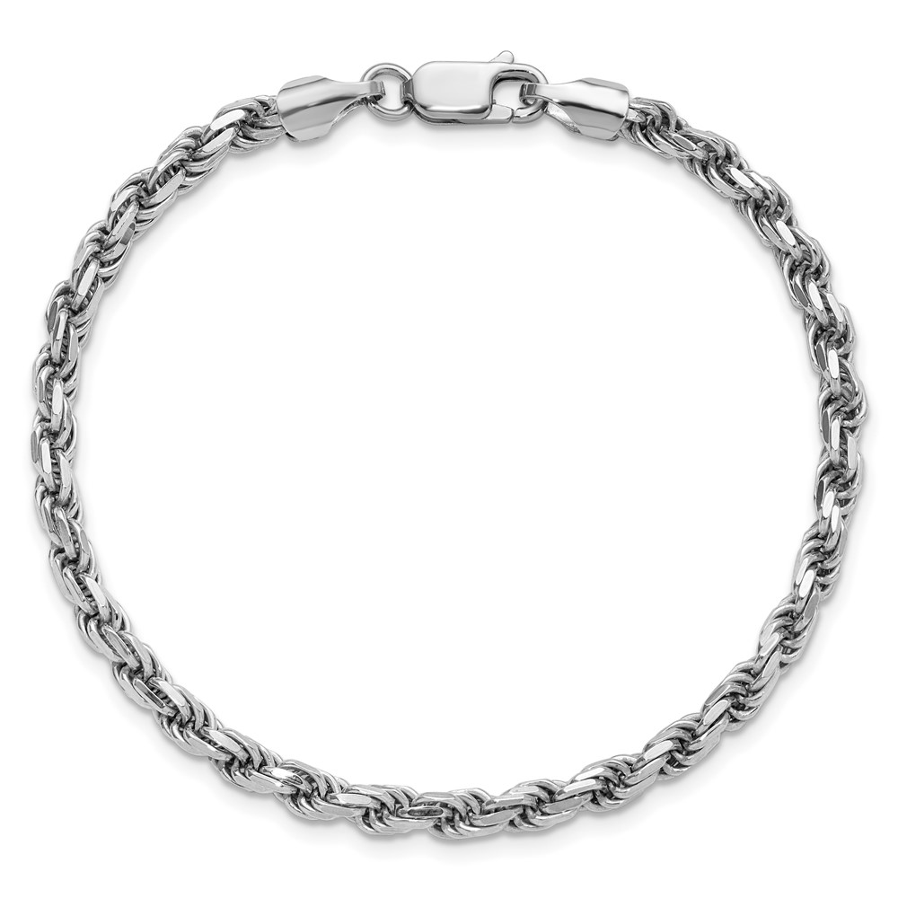 Sterling Silver Rhodium-plated 3.75mm Diamond-cut Rope Chain (QDC080R-7)