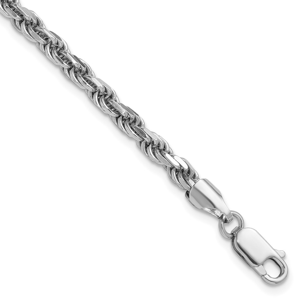 Sterling Silver Rhodium-plated 3.75mm Diamond-cut Rope Chain (QDC080R-7)