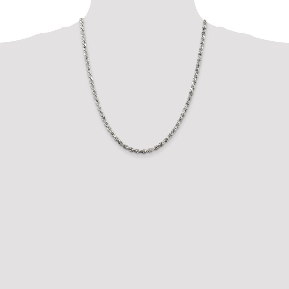 Sterling Silver 4.25mm Diamond-cut Rope Chain (QDC090-22)