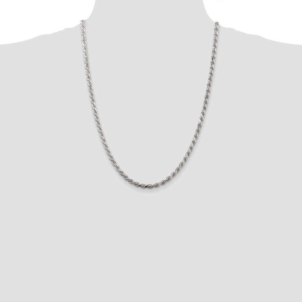 Sterling Silver 4.25mm Diamond-cut Rope Chain (QDC090-24)
