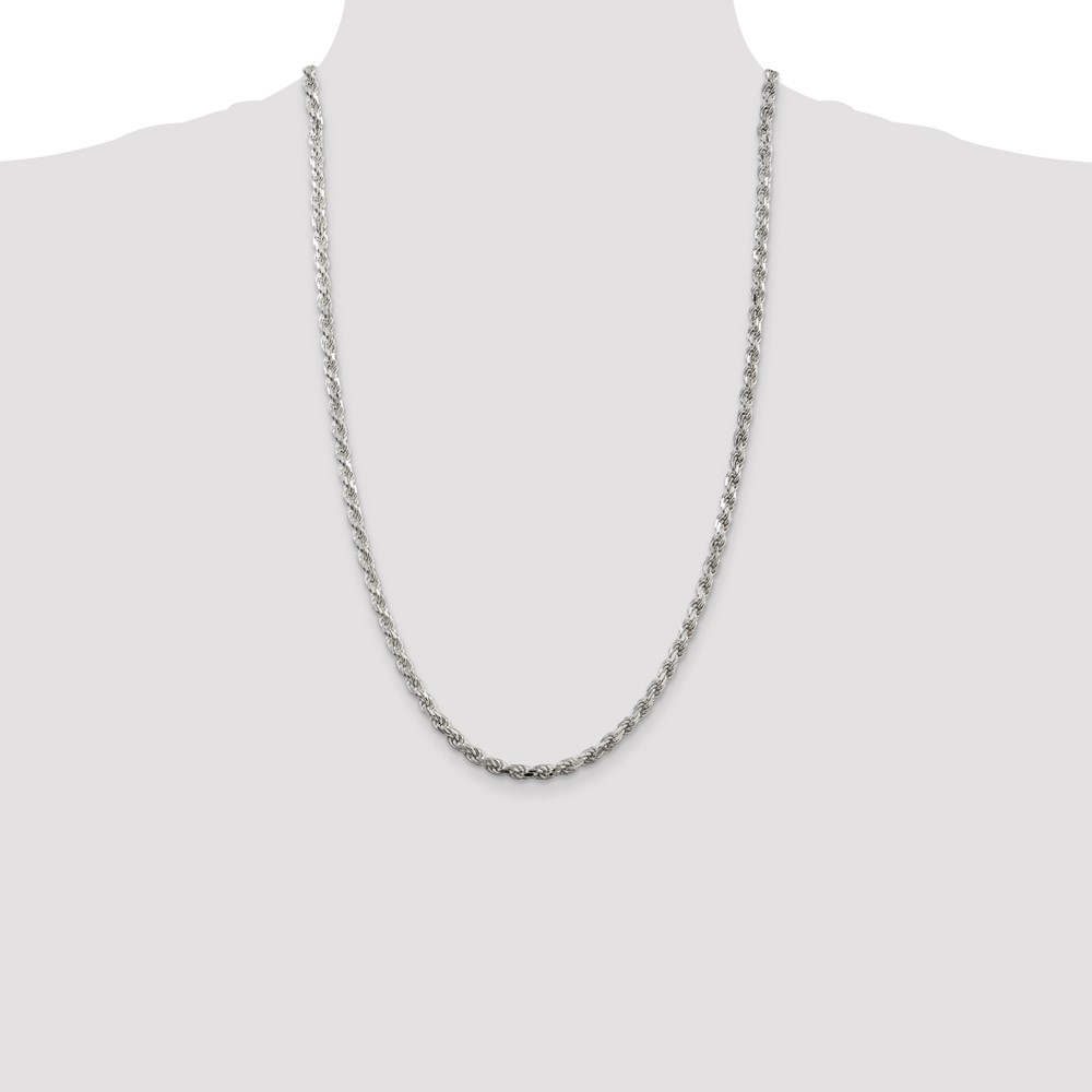 Sterling Silver 4.25mm Diamond-cut Rope Chain (QDC090-26)