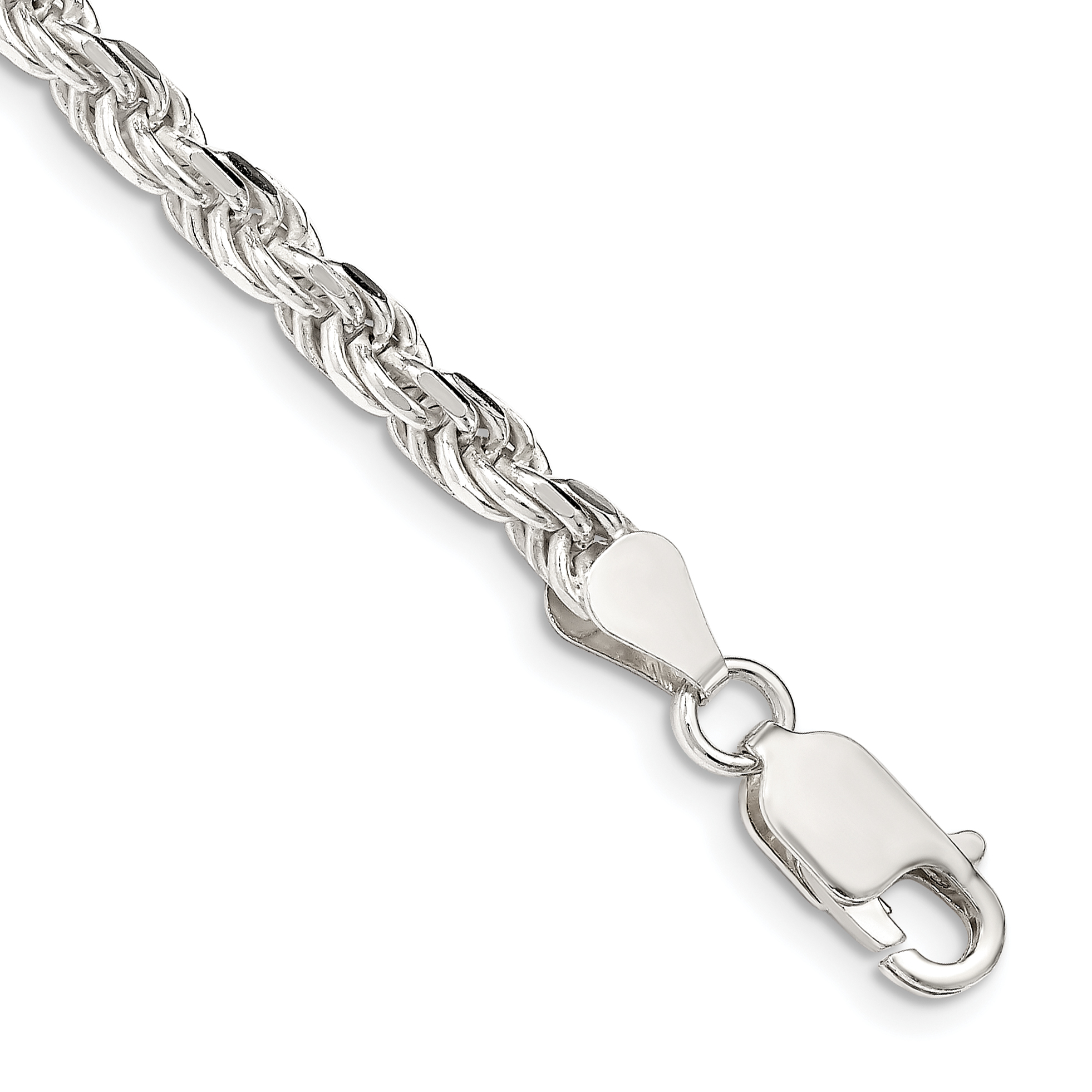 Sterling Silver 4.25mm Diamond-cut Rope Chain (QDC090-10)