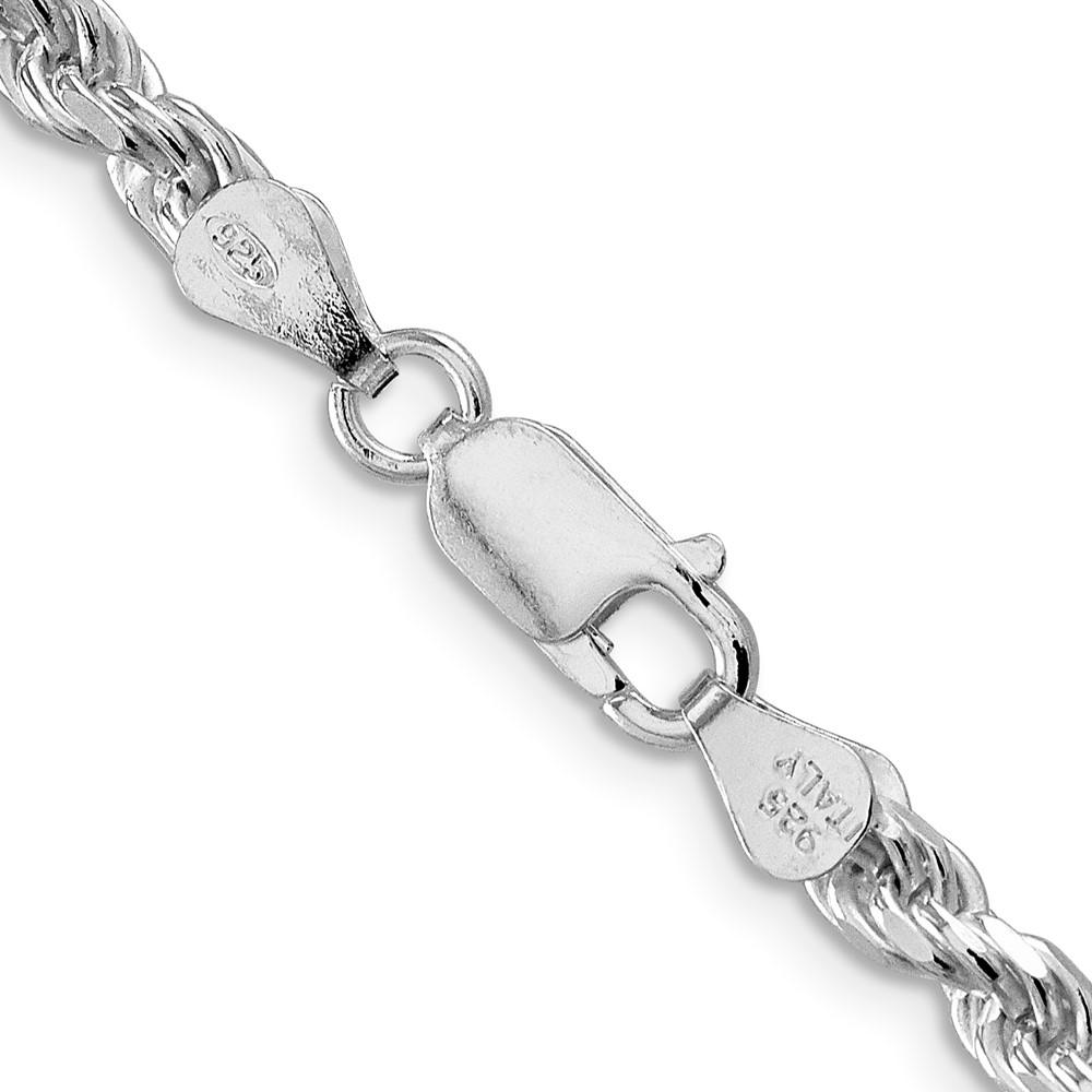Sterling Silver Rhodium-plated 4.25mm Diamond-cut Rope Chain (QDC090R-18)