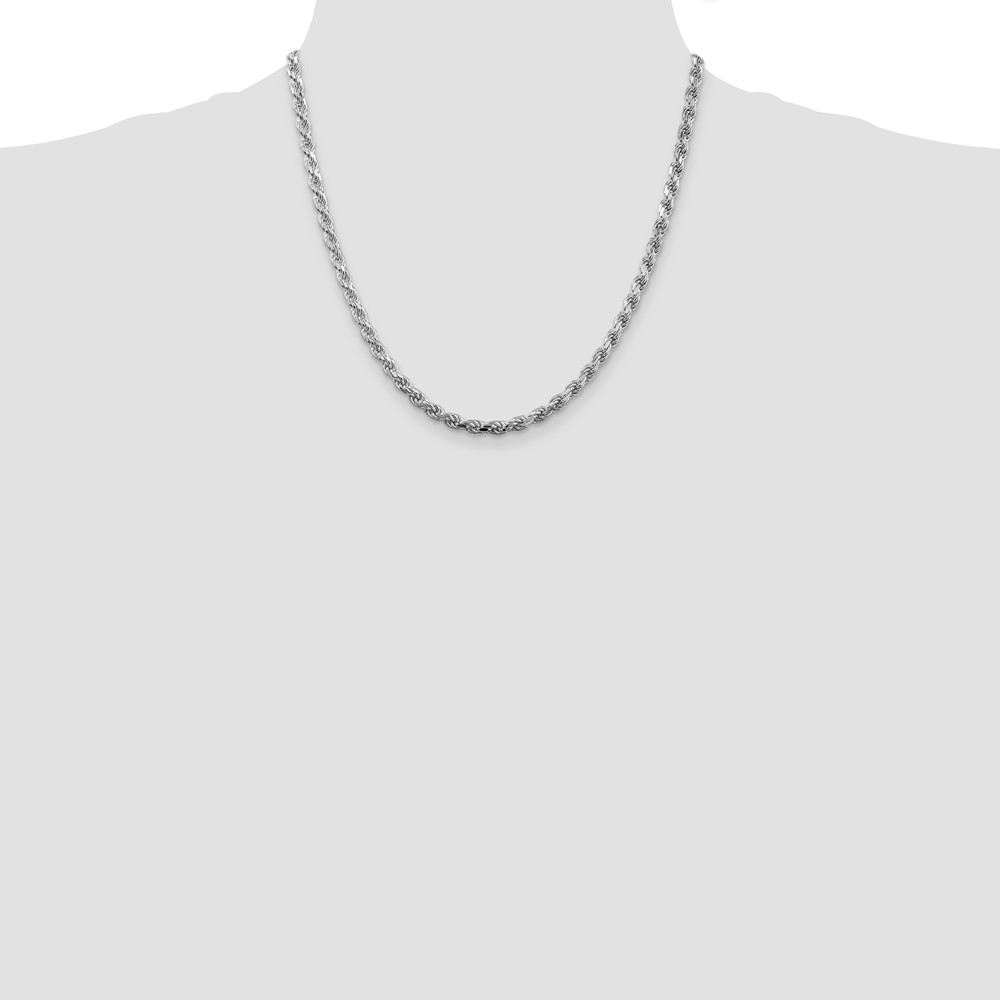 Sterling Silver Rhodium-plated 4.25mm Diamond-cut Rope Chain (QDC090R-20)