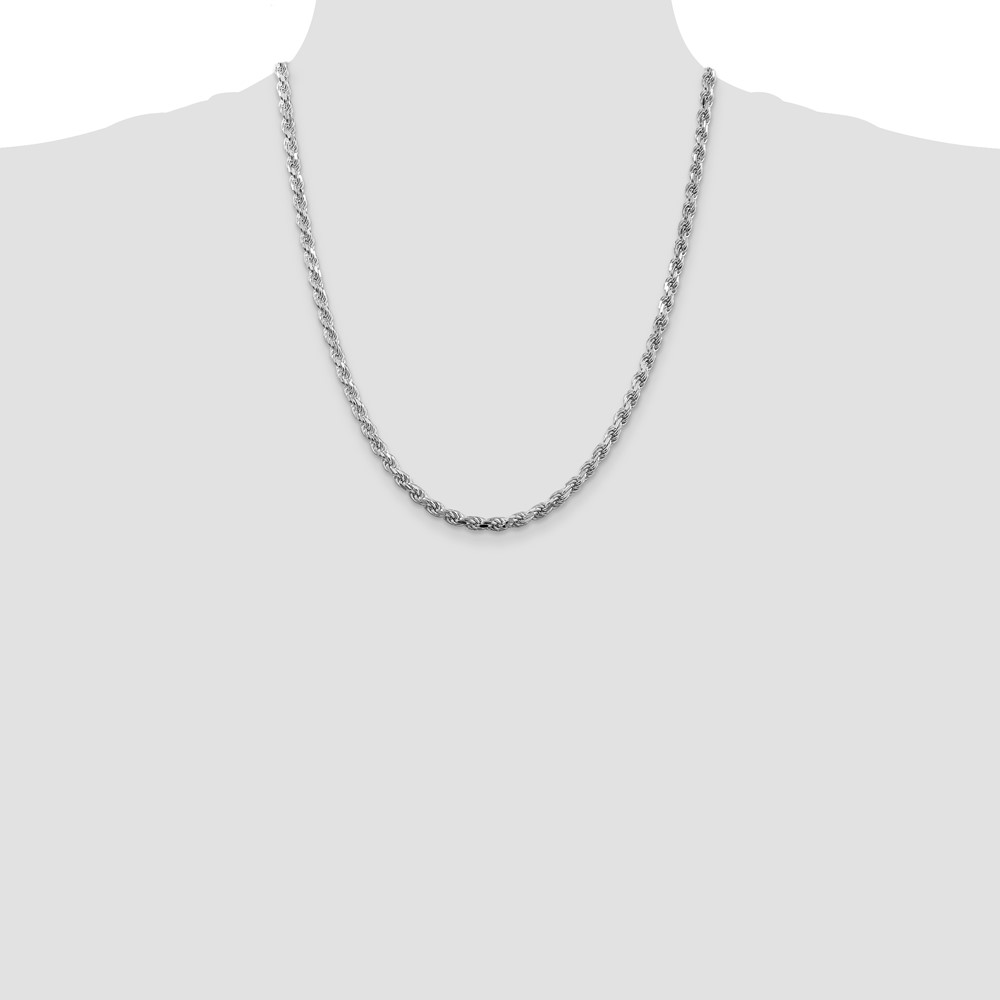 Sterling Silver Rhodium-plated 4.25mm Diamond-cut Rope Chain (QDC090R-22)