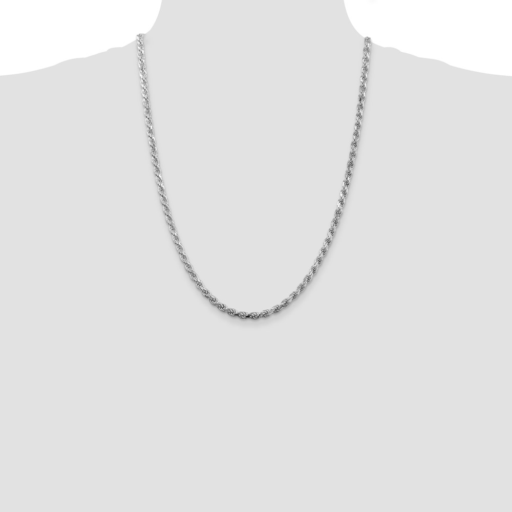 Sterling Silver Rhodium-plated 4.25mm Diamond-cut Rope Chain (QDC090R-24)