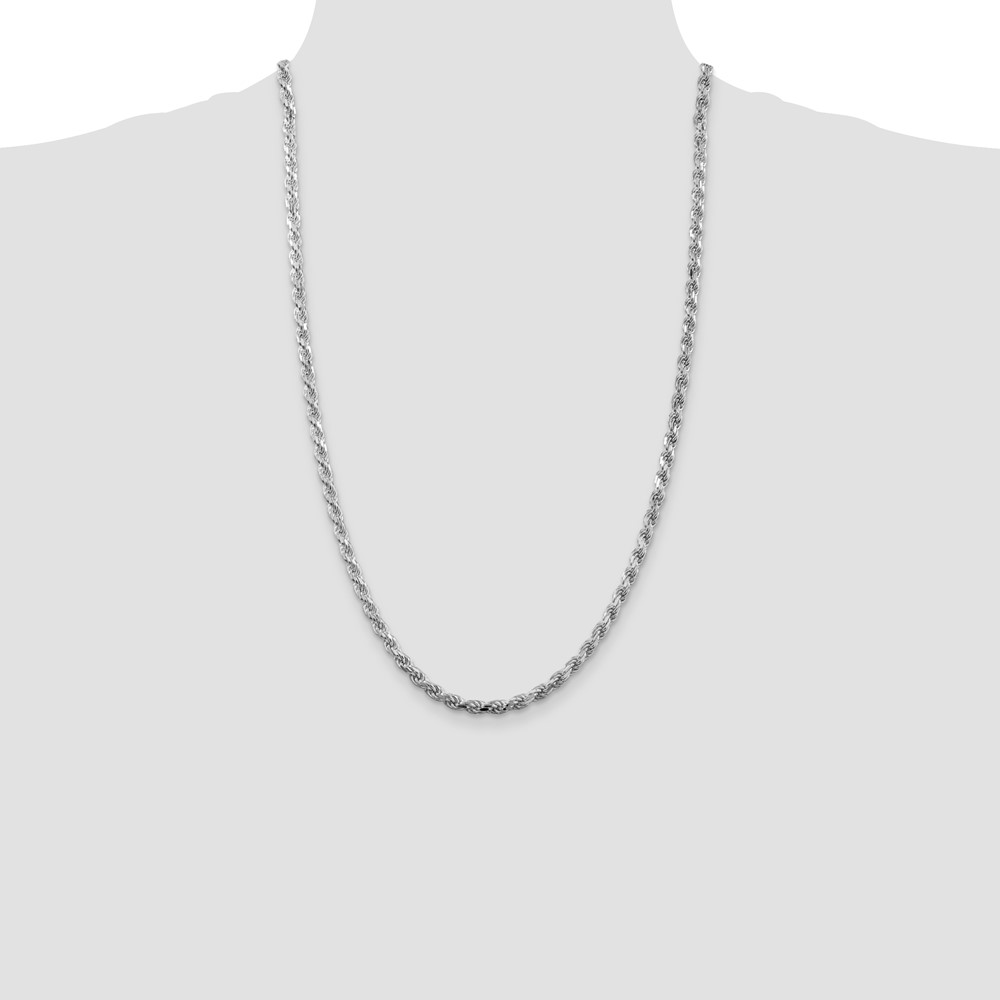 Sterling Silver Rhodium-plated 4.25mm Diamond-cut Rope Chain (QDC090R-26)