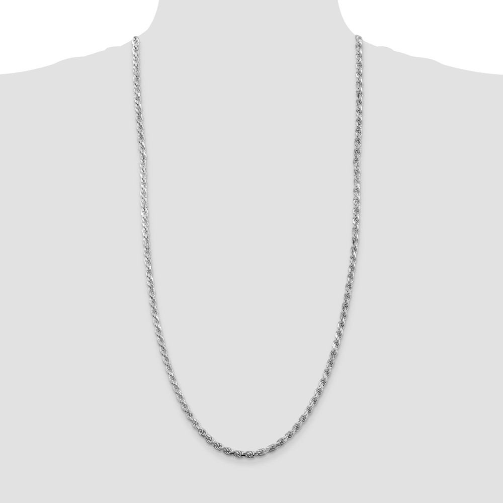 Sterling Silver Rhodium-plated 4.25mm Diamond-cut Rope Chain (QDC090R-30)