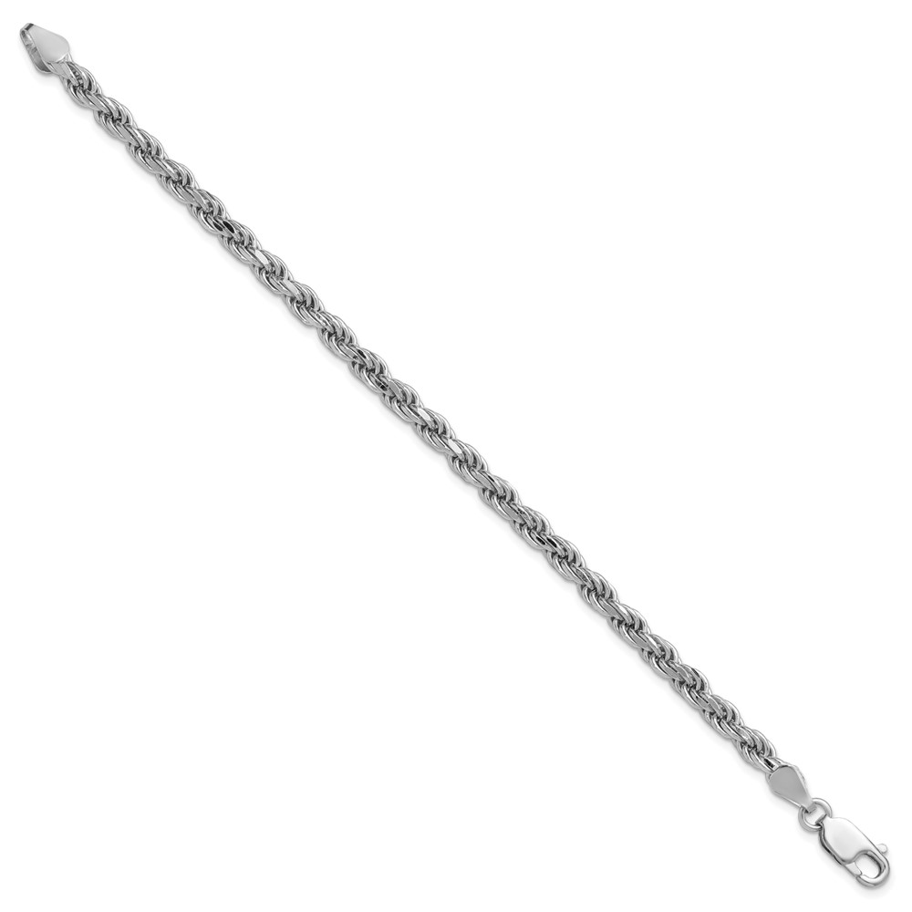 Sterling Silver Rhodium-plated 4.25mm Diamond-cut Rope Chain (QDC090R-7)