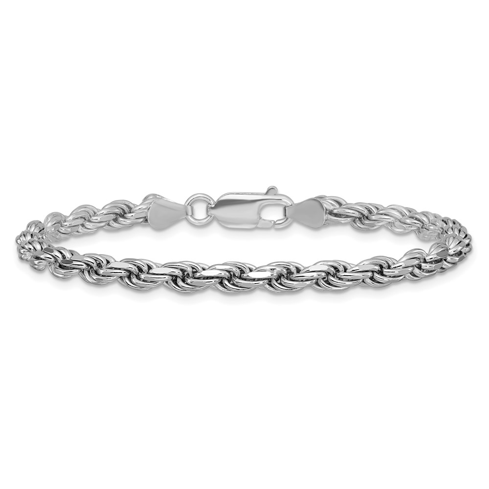 Sterling Silver Rhodium-plated 4.25mm Diamond-cut Rope Chain (QDC090R-7)