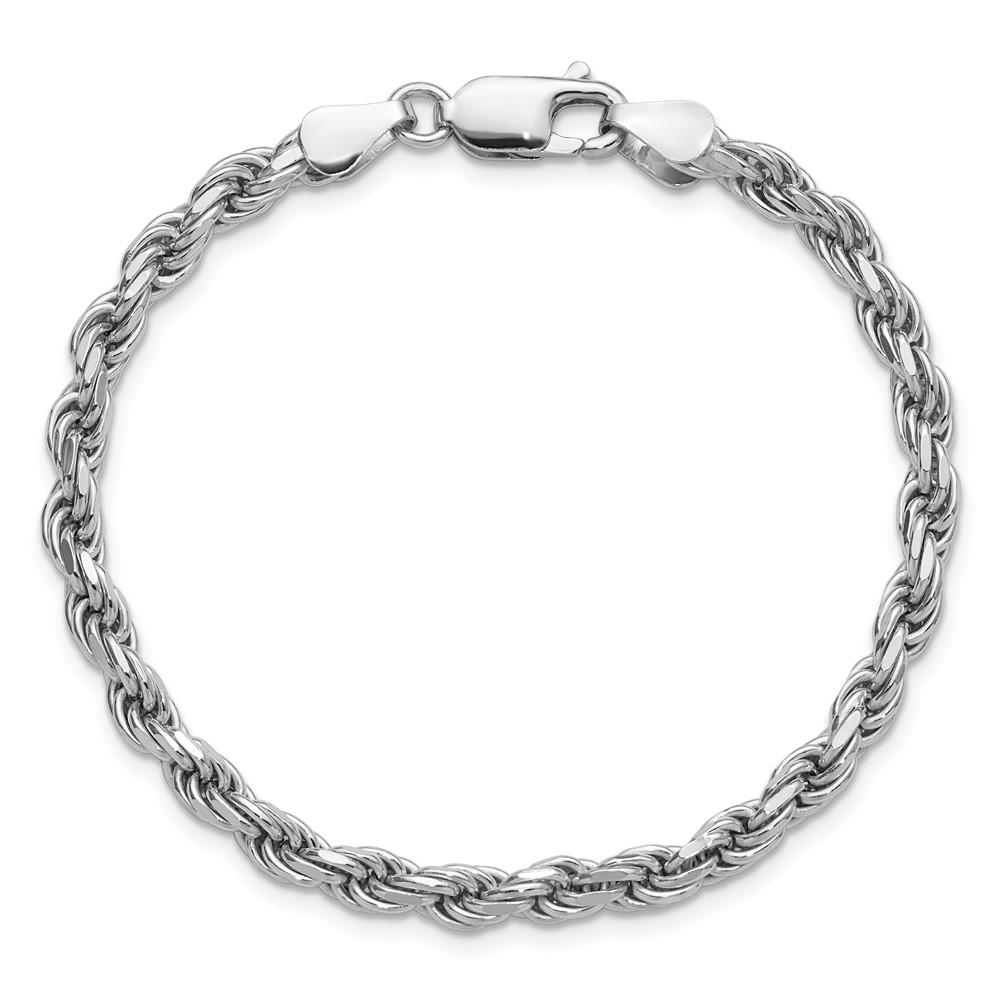 Sterling Silver Rhodium-plated 4.25mm Diamond-cut Rope Chain (QDC090R-7)