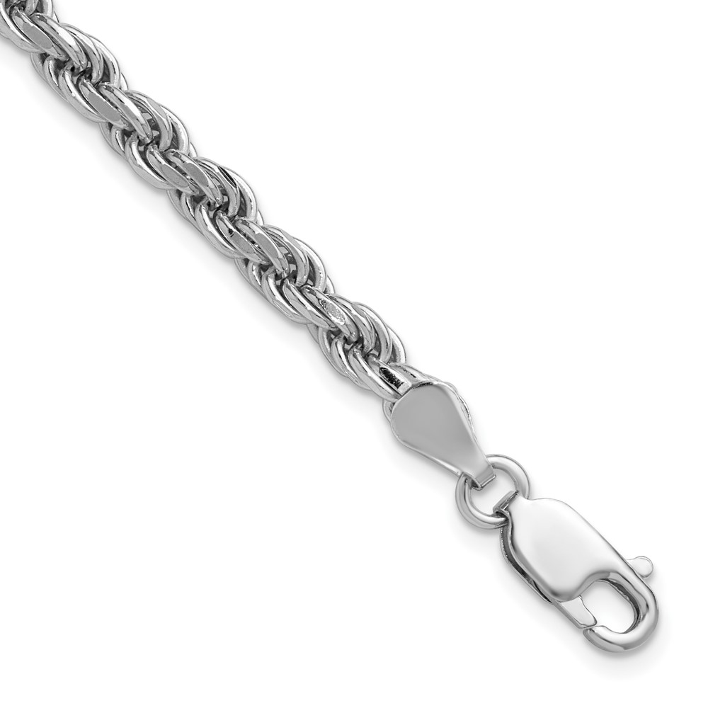 Sterling Silver Rhodium-plated 4.25mm Diamond-cut Rope Chain (QDC090R-10)