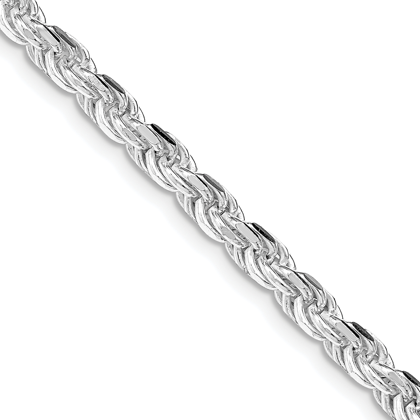 Sterling Silver Rhodium-plated 4.25mm Diamond-cut Rope Chain (QDC090R-18)
