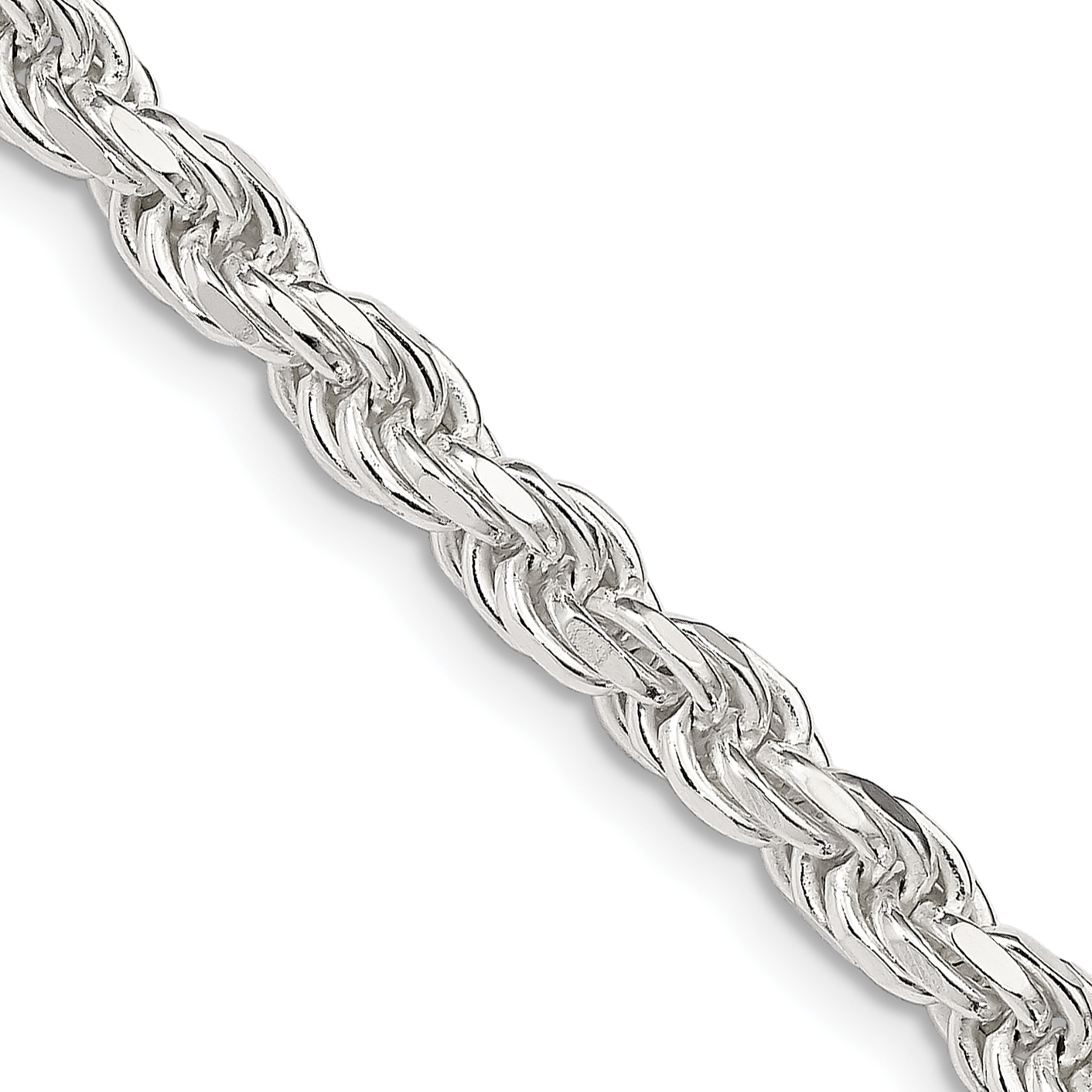 Sterling Silver 4.6mm Diamond-cut Rope Chain (QDC100-16)