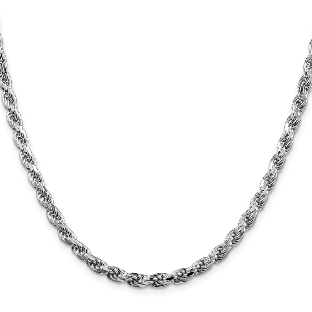 Sterling Silver Rhodium-plated 4.6mm Diamond-cut Rope Chain (QDC100R-20)