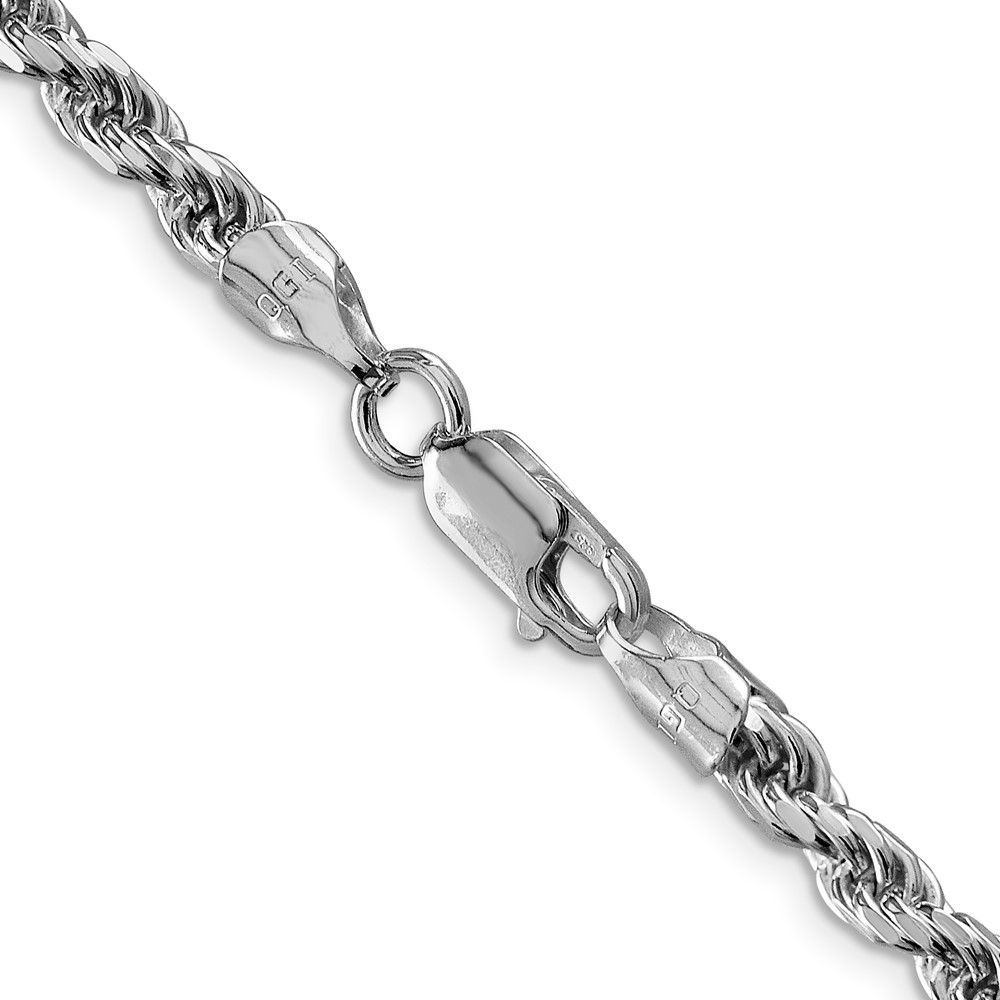 Sterling Silver Rhodium-plated 4.6mm Diamond-cut Rope Chain (QDC100R-20)