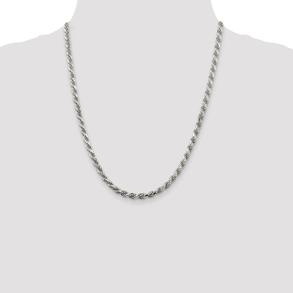 Sterling Silver Rhodium-plated 4.6mm Diamond-cut Rope Chain (QDC100R-22)