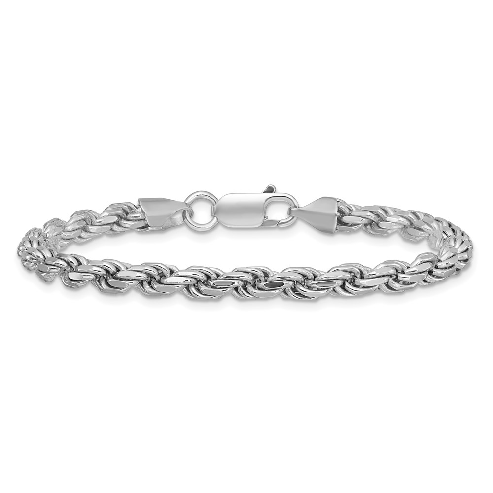 Sterling Silver Rhodium-plated 4.6mm Diamond-cut Rope Chain (QDC100R-9)