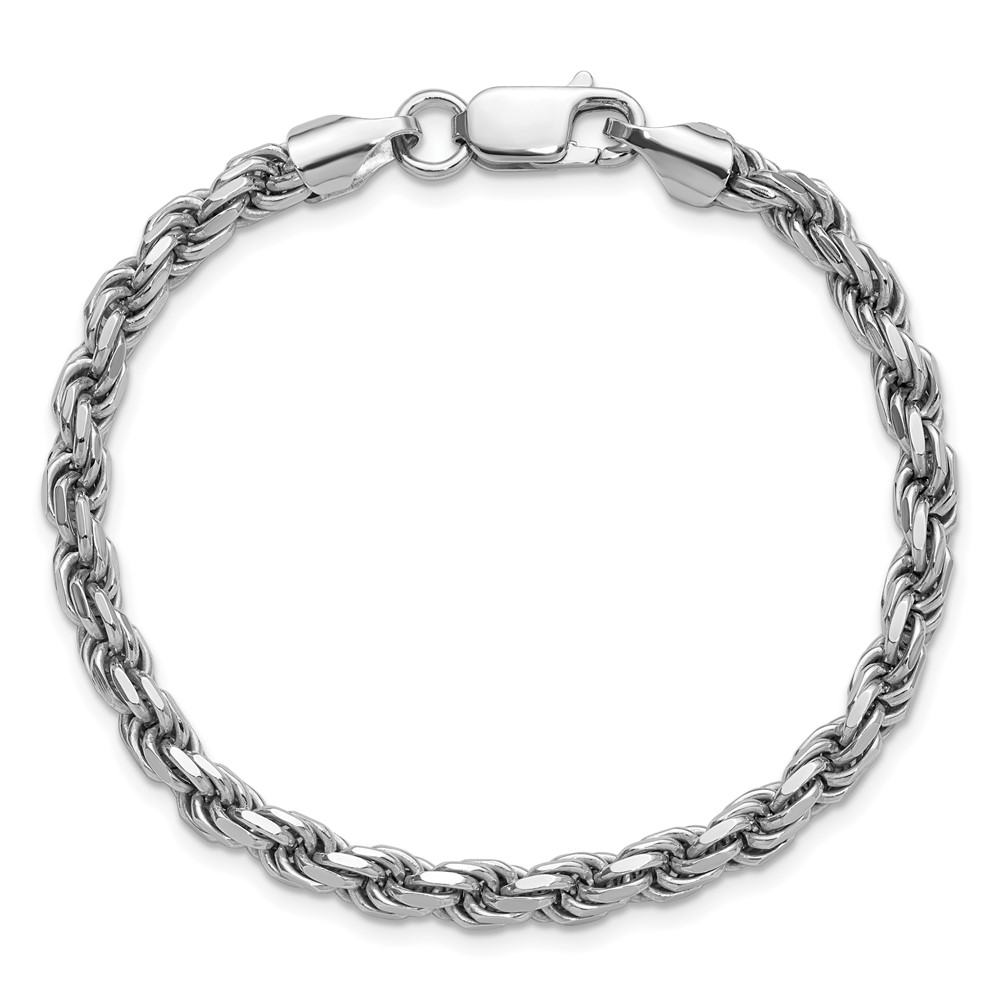Sterling Silver Rhodium-plated 4.6mm Diamond-cut Rope Chain (QDC100R-9)