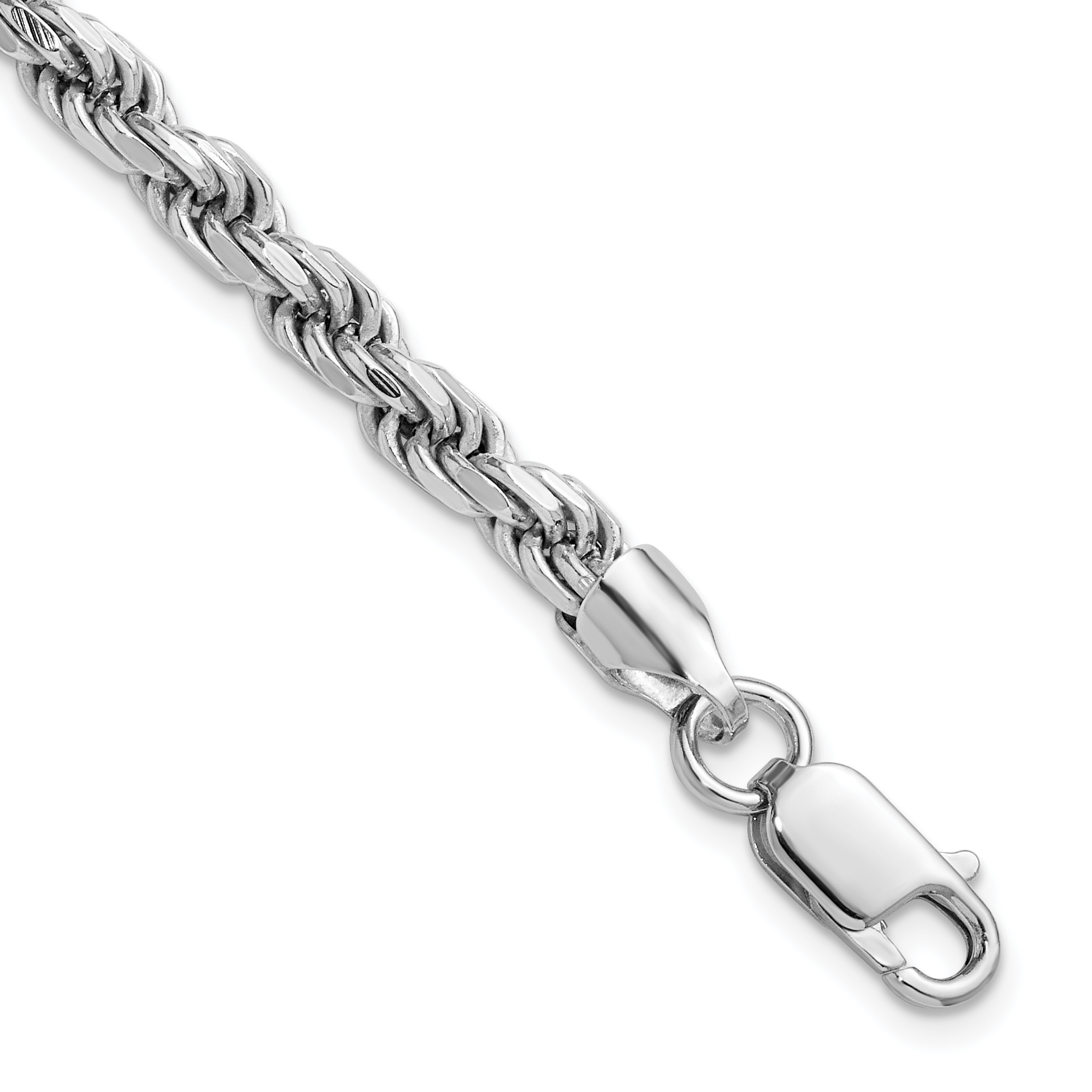Sterling Silver Rhodium-plated 4.6mm Diamond-cut Rope Chain (QDC100R-9)