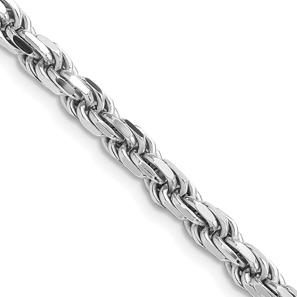 Sterling Silver Rhodium-plated 4.6mm Diamond-cut Rope Chain (QDC100R-18)