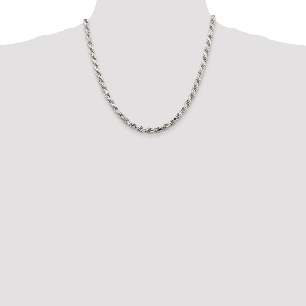 Sterling Silver 5.75mm Diamond-cut Rope Chain (QDC120-20)