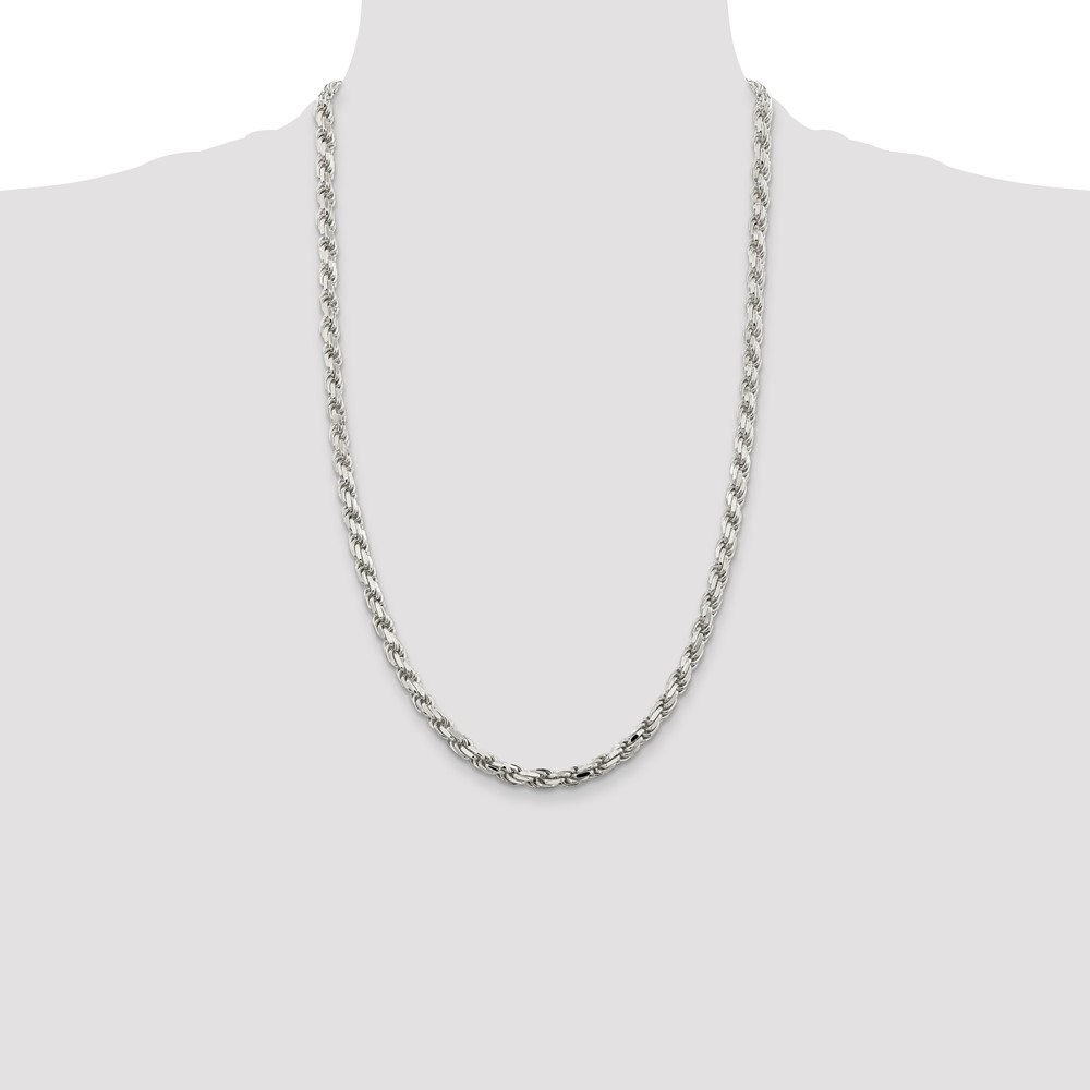 Sterling Silver 5.75mm Diamond-cut Rope Chain (QDC120-26)