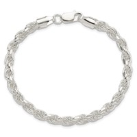 Sterling Silver 5.75mm Diamond-cut Rope Chain view 2