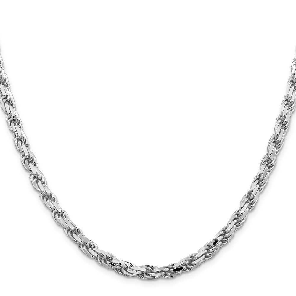 Sterling Silver Rhodium-plated 5.75mm Diamond-cut Rope Chain (QDC120R-30)
