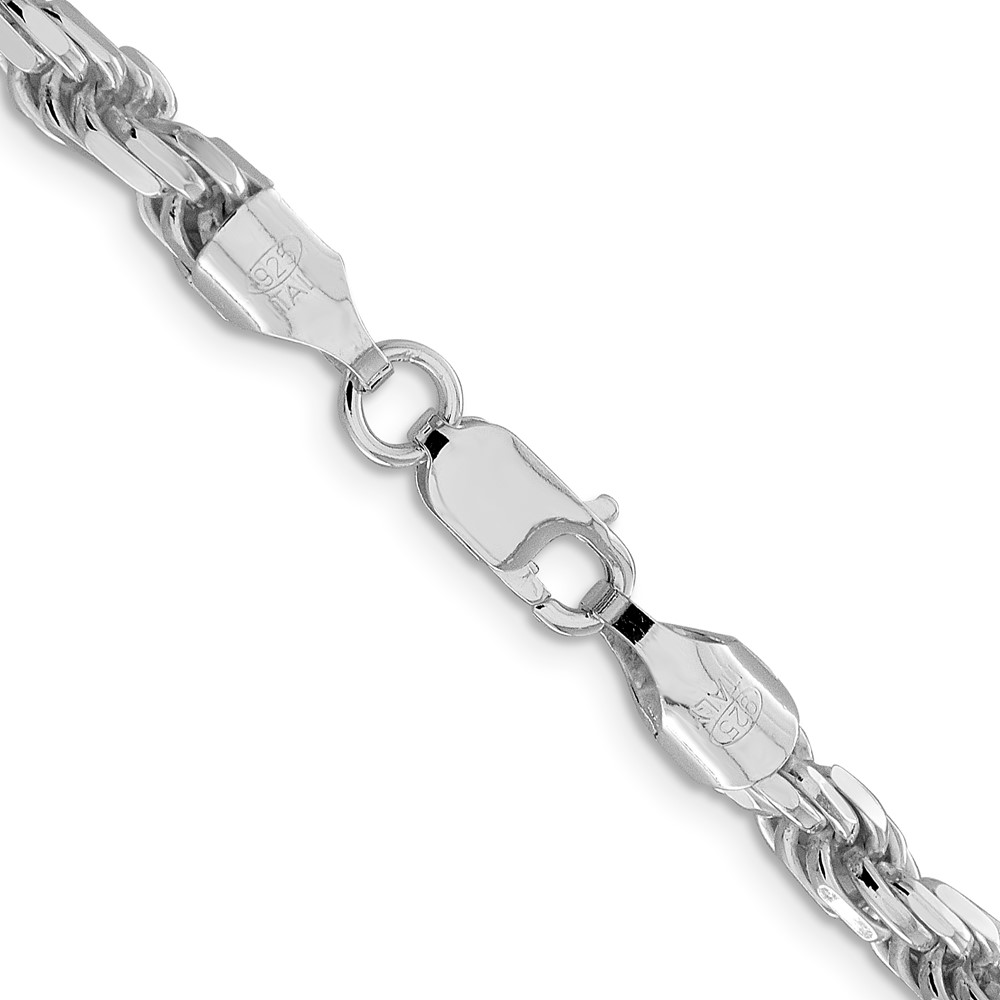 Sterling Silver Rhodium-plated 5.75mm Diamond-cut Rope Chain (QDC120R-30)