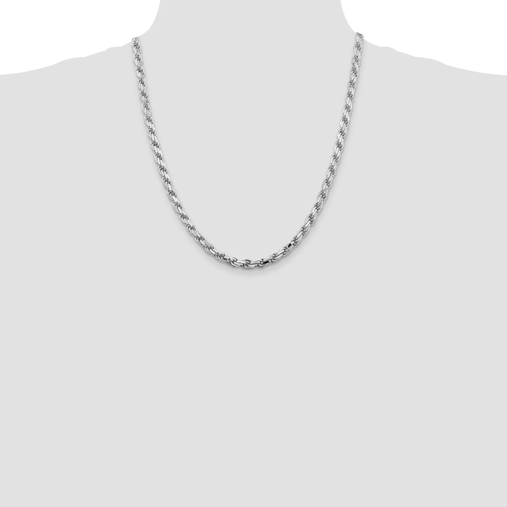 Sterling Silver Rhodium-plated 5.75mm Diamond-cut Rope Chain (QDC120R-22)