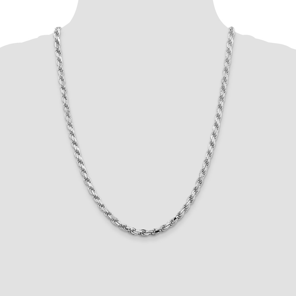 Sterling Silver Rhodium-plated 5.75mm Diamond-cut Rope Chain (QDC120R-24)