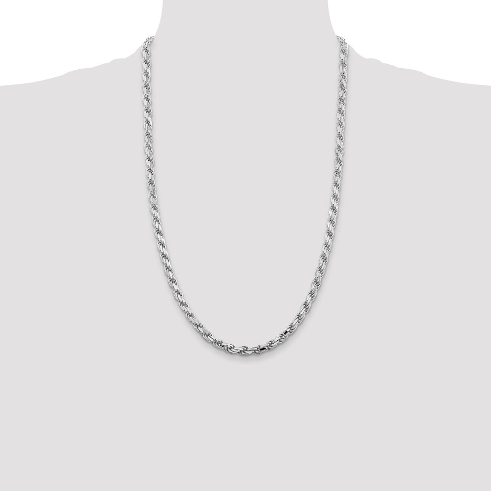 Sterling Silver Rhodium-plated 5.75mm Diamond-cut Rope Chain (QDC120R-26)