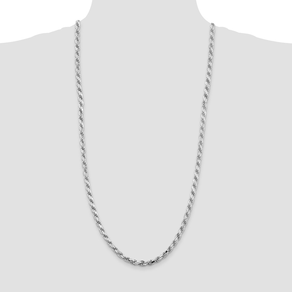 Sterling Silver Rhodium-plated 5.75mm Diamond-cut Rope Chain (QDC120R-30)