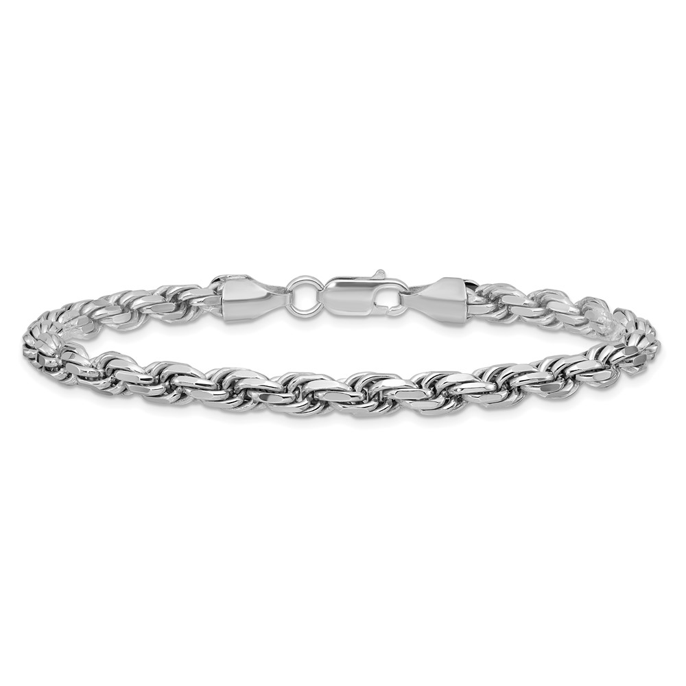 Sterling Silver Rhodium-plated 5.75mm Diamond-cut Rope Chain (QDC120R-10)