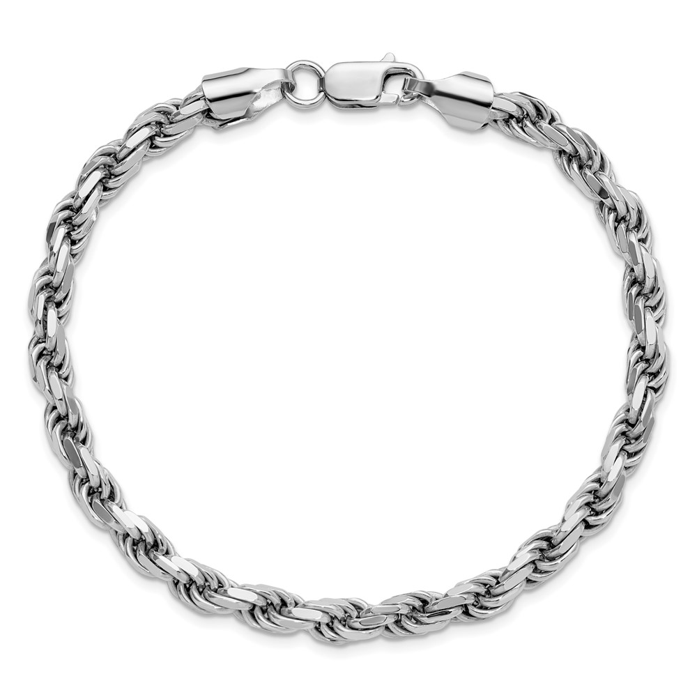 Sterling Silver Rhodium-plated 5.75mm Diamond-cut Rope Chain (QDC120R-10)