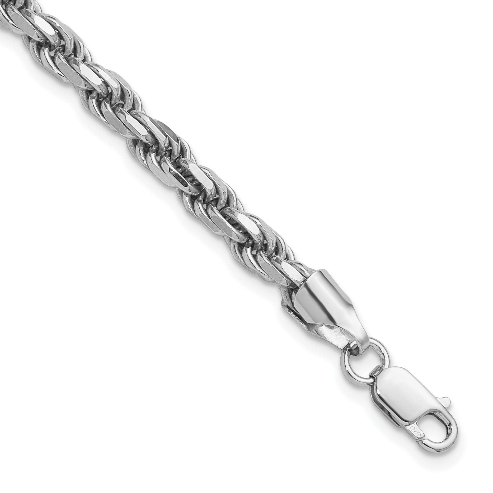 Sterling Silver Rhodium-plated 5.75mm Diamond-cut Rope Chain (QDC120R-8)
