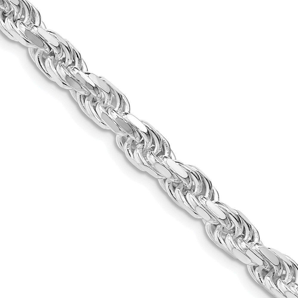 Sterling Silver Rhodium-plated 5.75mm Diamond-cut Rope Chain (QDC120R-20)