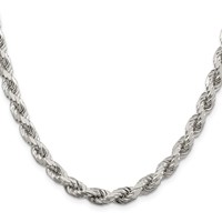 Sterling Silver 6.5mm Diamond-cut Rope Chain view 2
