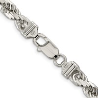 Sterling Silver 6.5mm Diamond-cut Rope Chain view 3