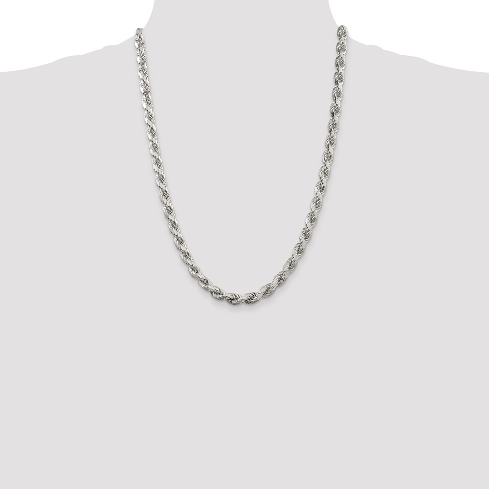 Sterling Silver 6.5mm Diamond-cut Rope Chain (QDC140-24)
