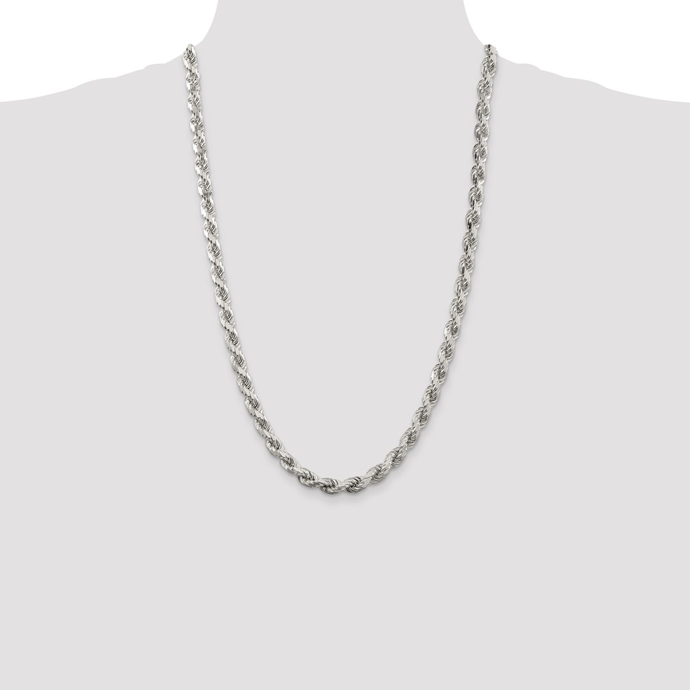 Sterling Silver 6.5mm Diamond-cut Rope Chain (QDC140-26)
