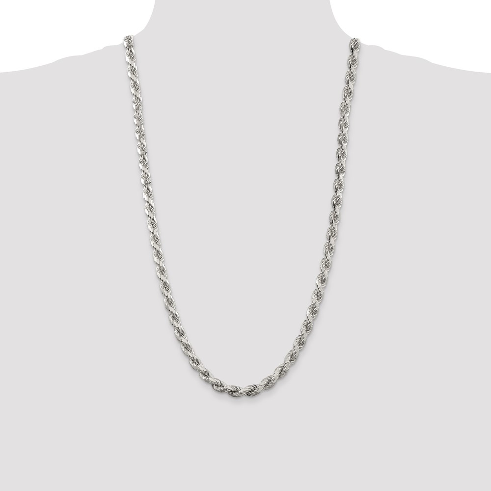Sterling Silver 6.5mm Diamond-cut Rope Chain (QDC140-28)