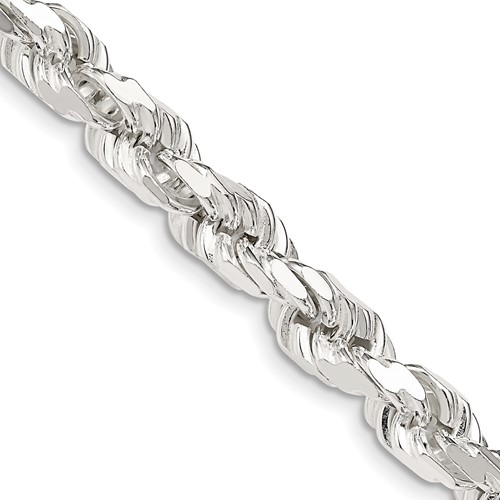 Sterling Silver 6.5mm Diamond-cut Rope Chain