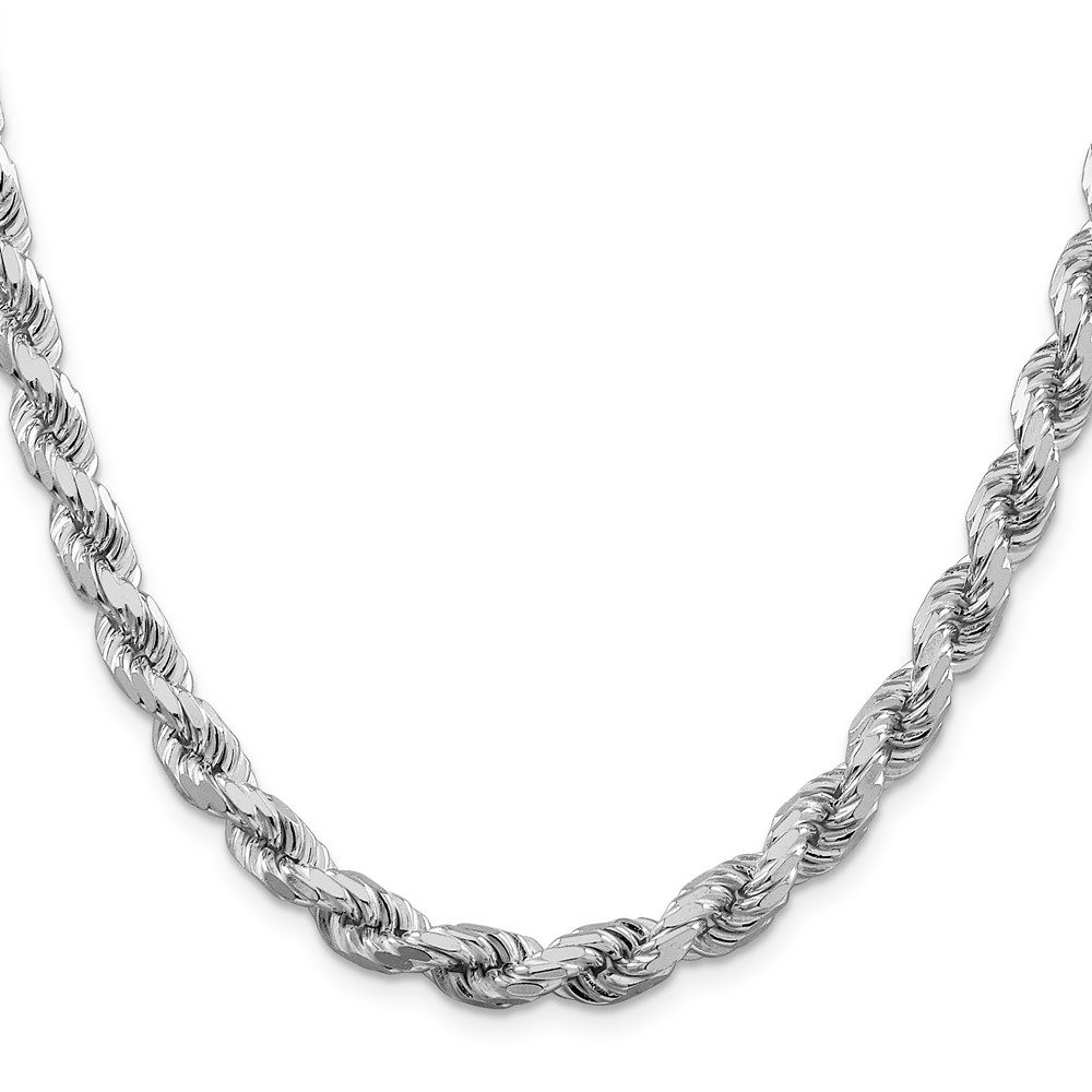Sterling Silver Rhodium-plated 6.5mm Diamond-cut Rope Chain (QDC140R-22)